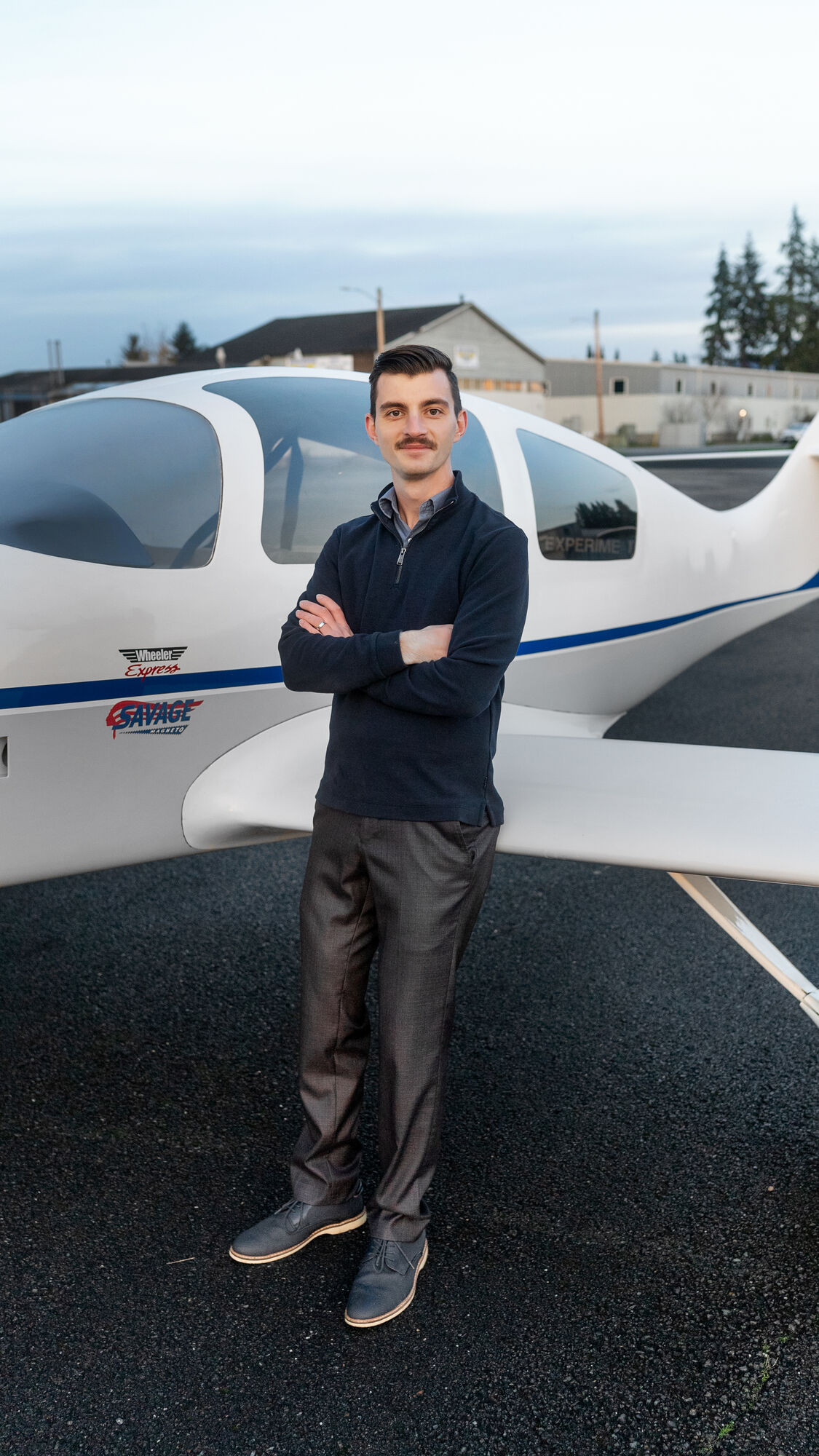 Vlad Nazarov, founder and owner-pilot, standing by his aircraft
